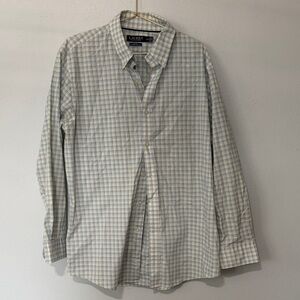 Ralph Lauren Men's Plaid Shirt - Blue and Cream